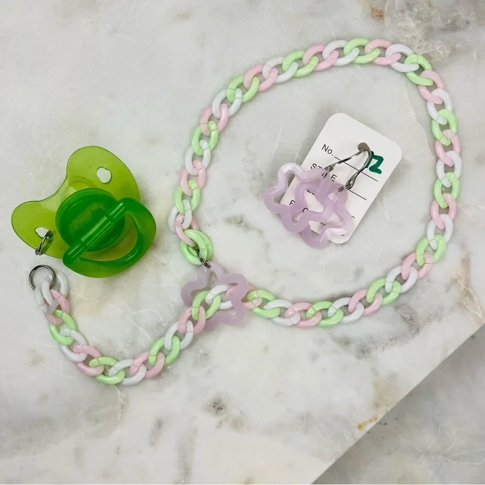 Rave 3pc set lariat drop star necklace, earrings (Kandi Hanami Dango)